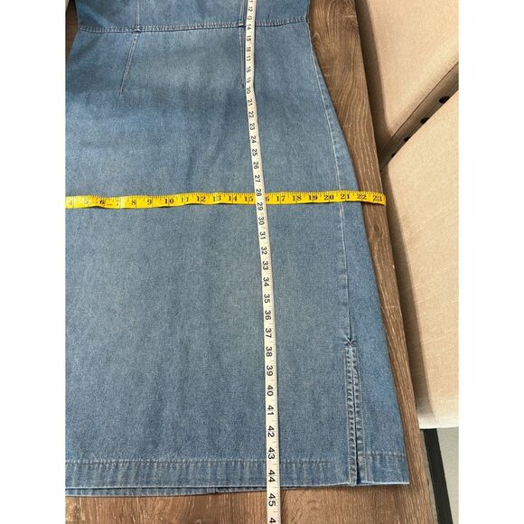 80s denim sleeveless sun faded midi dress - Picture 6 of 7